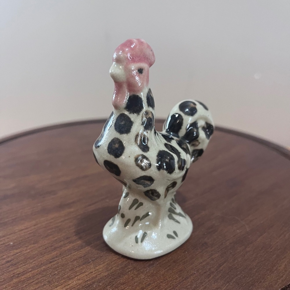 Vtg Beaumont Brothers‎ Pottery BBP Salt Glaze Spotted Rooster Figurine Folk Art